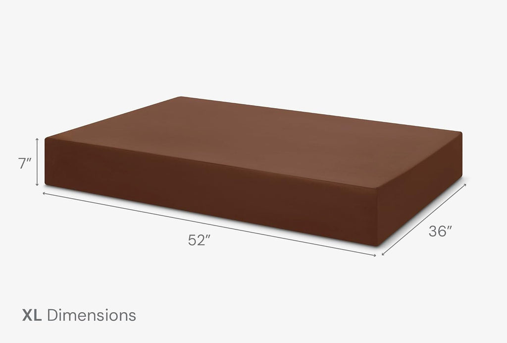 Barker Beds XL Orthopedic Dog Bed - 7" Memory Foam Mattress - 75-120 Lbs - Joint Pain & Arthritis Support - Vet Recommended, Washable Cover - Made in USA - 52"X36"X7" - Chocolate