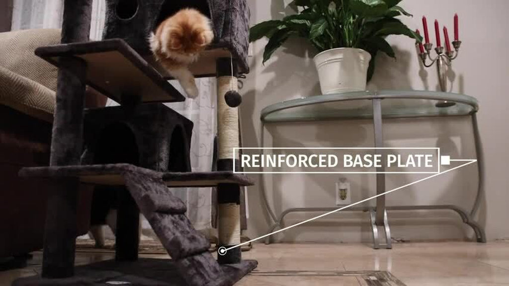 Gray Cat Tree Tower Activity Center Large Playing House Condo Rest Cat 55"