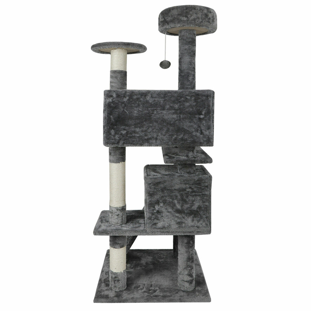 Gray Cat Tree Tower Activity Center Large Playing House Condo Rest Cat 55"