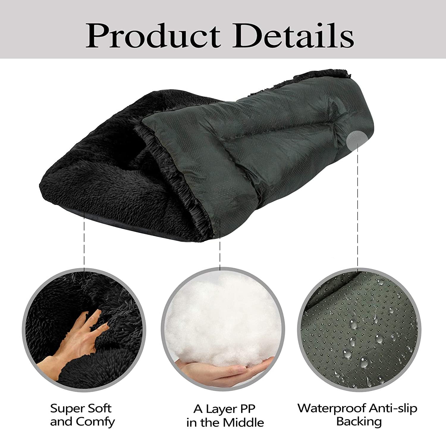 Dog Beds Calming Pet Beds, Fulffy Dog Kennel Mat Pad Faux Fur Machine Washable Anti-Slip Comfy Dog Beds for Large Medium Dogs and Cats
